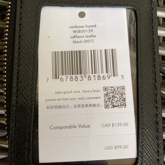 New KATE SPADE Staci Black Leather Card Case Lanyard WLR00139 $99 - Picture 12 of 16